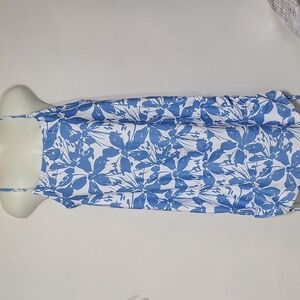 Zaful Blue and White Floral Swim Dress Coverup